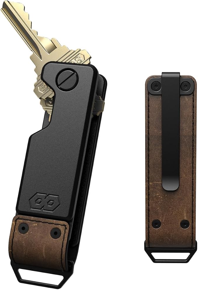 PROOF Key Holder | The Founder | Key Organizer | Top Grain Leather & Metal | Minimalist Keyholder | Secures Up to 7 Keys | Gift Box | Veteran Owned