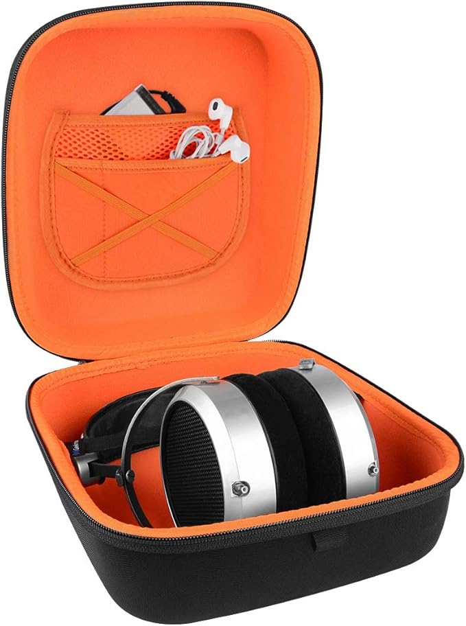 Geekria Shield Headphones Case Compatible with HiFiMAN Shangri-LA jr, Deva-Pro, DEVA, Sundara-C, Sundara, Arya, Ananda, Replacement Hard Shell Travel Carrying Bag with Cable Storage (Black)