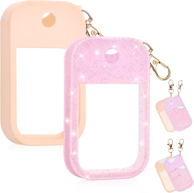 Silicone Case Compatible with Touchland Hand Sanitizer Spray, Protective Case for Spray 1FL. OZ (Sparkling Pink, Blush Beige(2PCS))