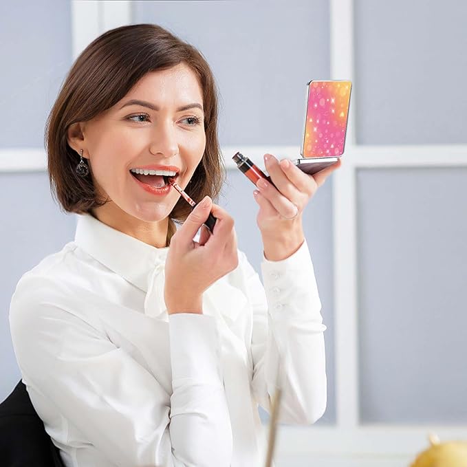 Pocket Mirror, Small Travel Mirror with Magnification, Portable Double-Sided Magnifying Cosmetic Mirror for Daily (Glittering)