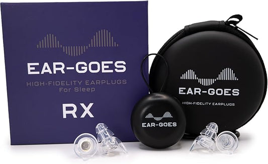 Rx Sleep Earplugs | 32dB Noise Reduction Earplugs | Soft Reusable Earplug for Sleeping, Travel and Flying | Includes Small and Large Sizes