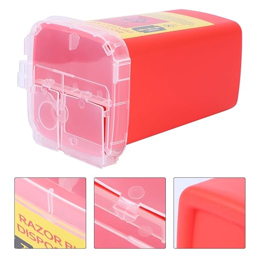 minkissy Razor Disposable Case Blade Recycling Box with Secure Lock Lid Compact 6.06X3.74X3.74In Storage Container for Safe Used Blade Disposal in Barbershop and Salon