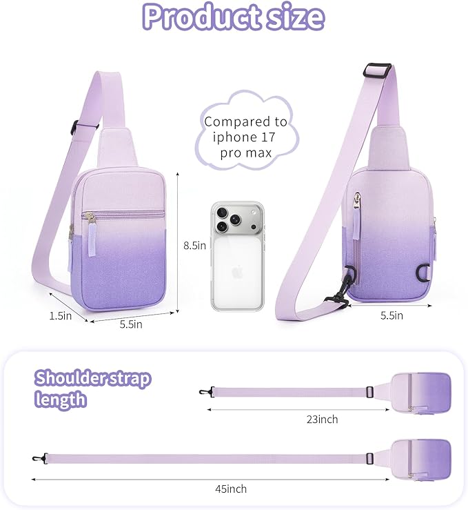 Birthday Gifts for 8 9 10 11 12 Year Old Teens Girls Kids, Fanny Pack Crossbody Bag Sling Belt Bags Purse, Dorm Travel Essentials for Girls Fashion, Preppy Tween Teen Girl Gift Trendy Stuff