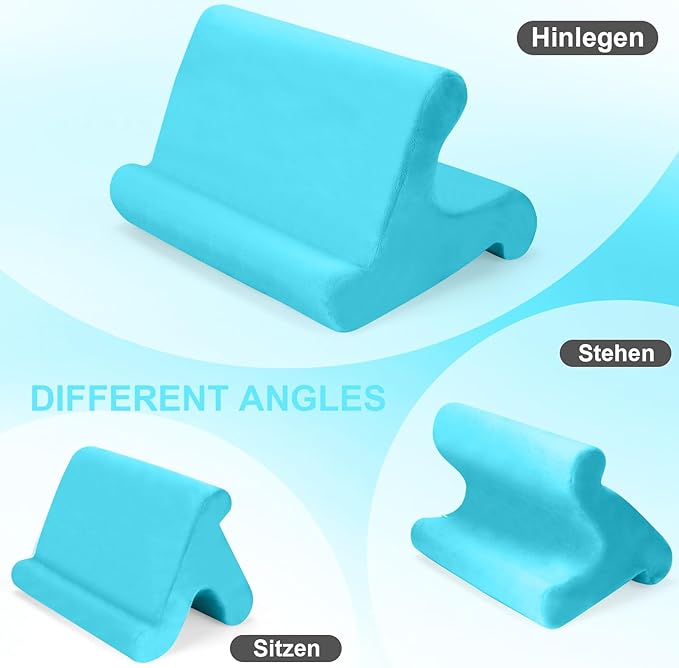 Universal Multi-Angle Tablet Stand Holder-Soft Pad Stand with black phone holder for Lap,Knee,Sofa and Bed,Compatible with iPad Pro 9.7,10.5,12.9 Air Mini 4 3,Kindle,Galaxy Tab,E-Reader (Light Blue)