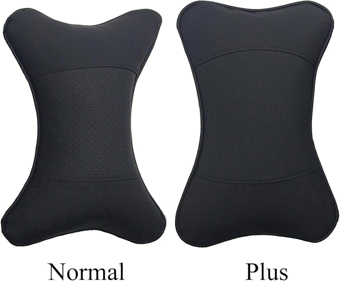 Car Neck Pillows Both Side Pu Leather 2pieces Pack Headrest Fit for Most Cars Filled Fiber Universal Car Pillow (Black Dark)