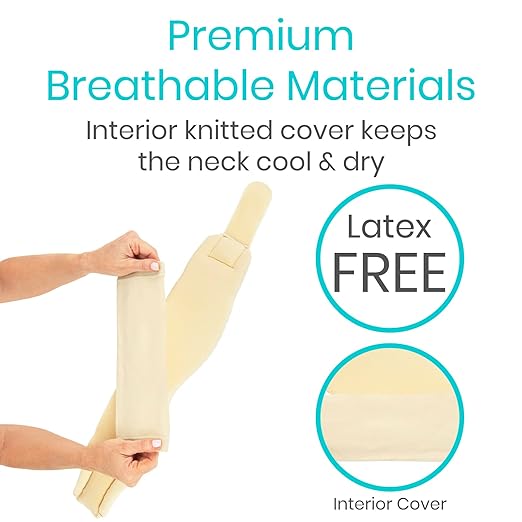 Vive Cervical Collar Neck Brace for Neck Pain and Support for Women & Men - Soft Foam Brace for Pain Relief - Comfortable Corrector Wrap for Posture, Sleeping, Radiculopathy, & Spine (Beige, 3 inch)