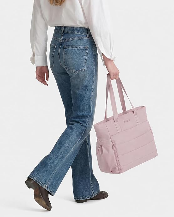 NISHEL Travel Puffy Tote Bag For Women, Ultra-Lightweight Large Tote Purse For Office Day And a Short Weekend Getaway