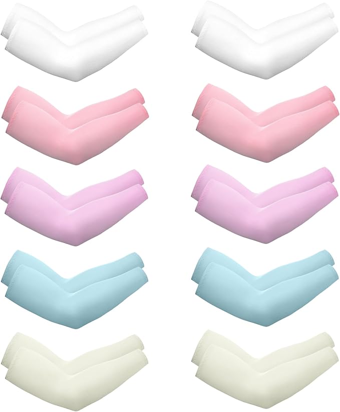 Boao 10 Pairs UV Arm Sleeve for Men Women Cooling Tattoo Cover up Compression Sun Protection Sleeves for Outdoor Activities