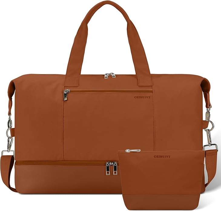 Women's Weekender bag Travel Duffel Bag with Shoe Compartment 21-inch Airline-Approved Carry-On, 2-Piece Overnight Bag Set Personal Item Luggage