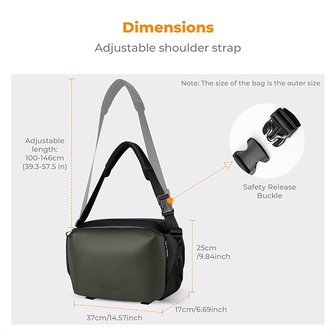 K&F CONCEPT Camera Sling Bag Crossbody Bag Waterproof Camera Shoulder Backpack DSLR/SLR/Mirrorless Camera Case