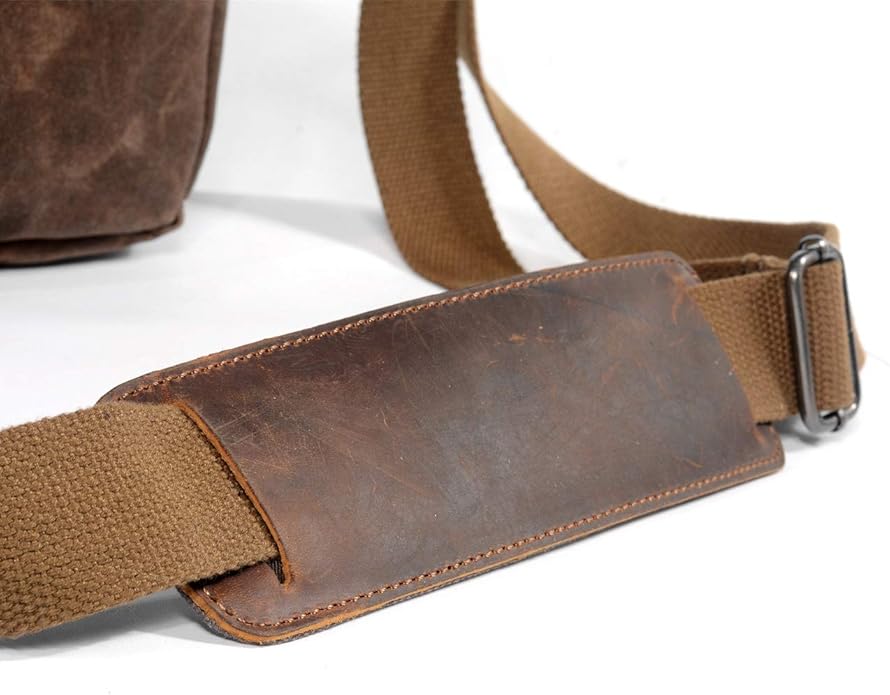 SLR Camera Bag, Waterproof Wax Canvas Bag Vintage Camera Case Messenger Bag with Interlayer Pad