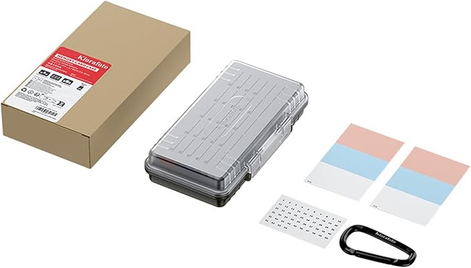 54 Slots MicroSD Card Case with 54 Individual Clear Plastic TF Card Cases for 54x Micro SD MicroSDHC MicroSDXC MSD Cards,Water-Resistant Camera Memory Card Holder with Carabiner & Labels - Transparent