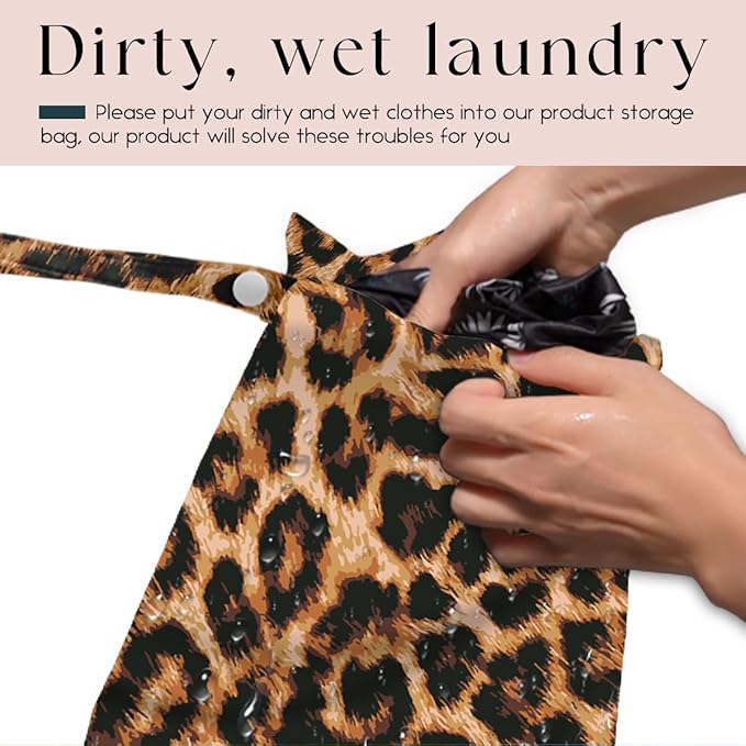 Wet Bag for Swimsuit, Beach Travel Essentials Wet Dry Bag, for Sunscreen Toiletry Dirty Clothes Yoga Gym Diaper, Friends Summer Beach Vacation Gifts. Leopard