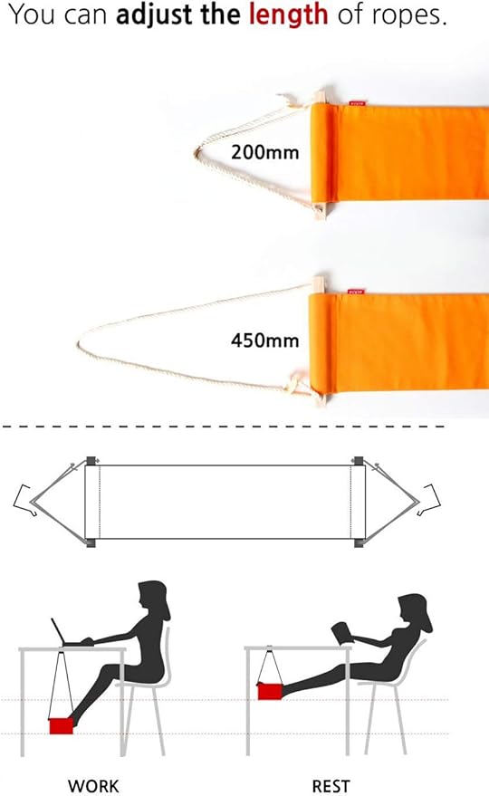 Home-organizer Tech Portable Adjustable Foot Hammock for Corner Desk Office Foot Rest Mini Under Desk Foot Rest Hammock for Home, Office, Airplane, Travel, Study and Relaxing (Blue White Strip)