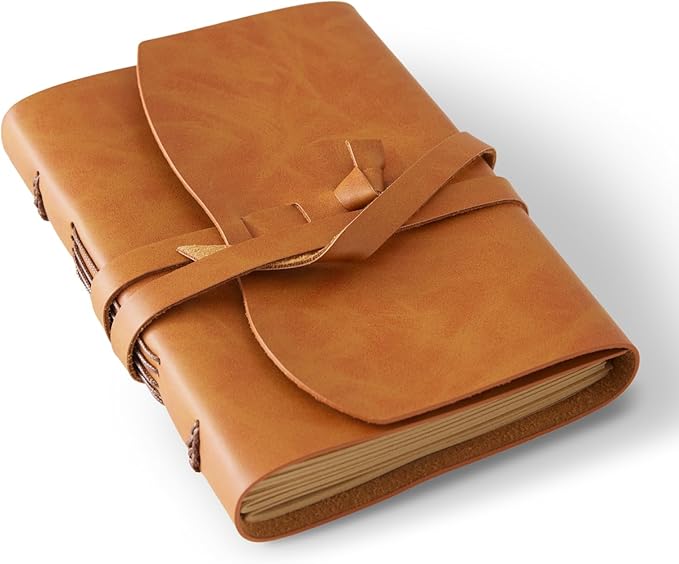 RILIHO Leather Journal Notepad, Small Notebook 4.8x6.5 Inches, Mini Journal, Retro Premium Planner, Lined Diary Vintage Style, Ideal for Women and Men, Artists, Travelers, Brown