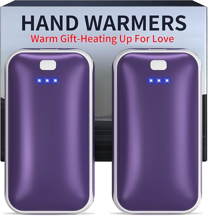Lerat Hand Warmers Rechargeable 2 Pack, Portable Electric Hand Warmer Max 131℉, Reusable Slim Pocket Heater Handwarmers, Gifts for Men, Women, Outdoor, Golf, Camping, Hunting Essentials