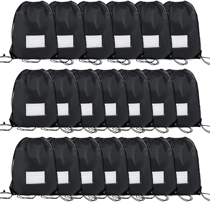 20 Pcs Drawstring Bags,Bulk Draw String Backpack, DIY Gym Sports Cinch Bag Sackpack for Women Men, Black