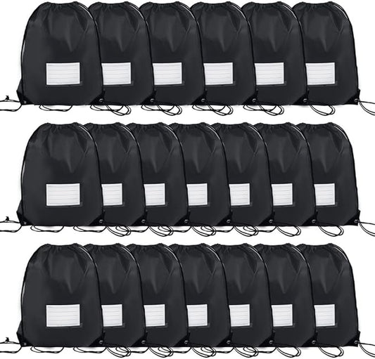 20 Pcs Drawstring Bags,Bulk Draw String Backpack, DIY Gym Sports Cinch Bag Sackpack for Women Men, Black
