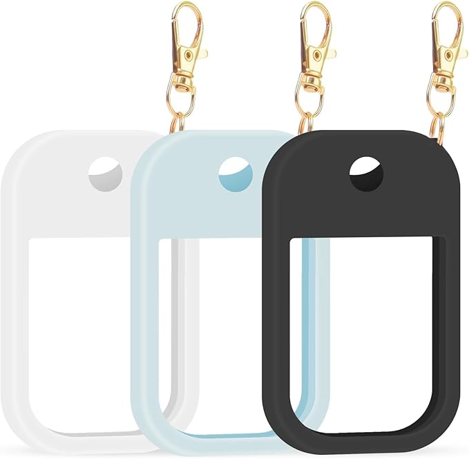 Hand Sanitizer Spray Case Compatible with Touchland, Silicone Hand Sanitizer Case Holder with Keychain for Power Mist and Glow Mist 1 fl oz,(White+Blue+Black)