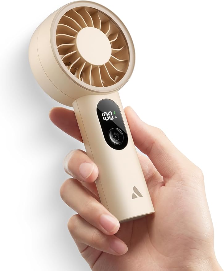 Aecooly Mighty Portable Fan 2 Pack, Powerful Handheld Fan, USB Rechargeable [10H Max Cooling Time], Mini Personal Battery Powered, Pocket for Travel, Summer, Gifts for Women, Girls -Beige
