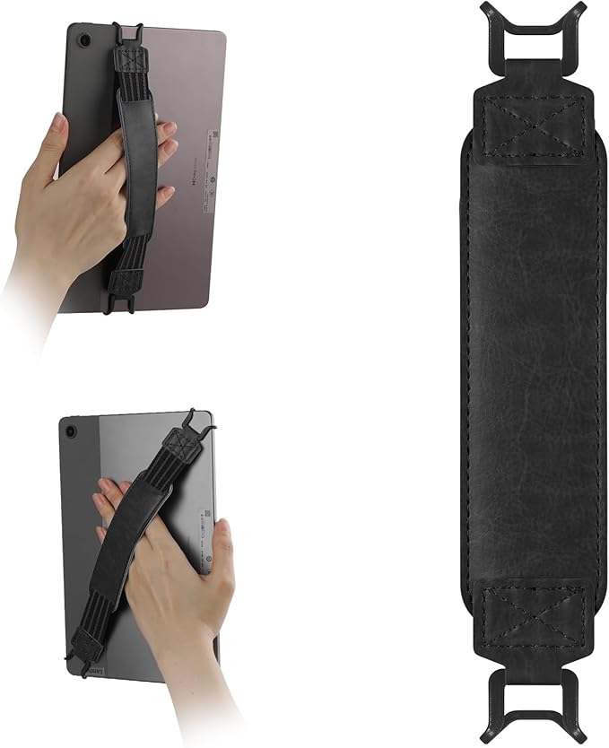 HoYiXi Soft Hand Strap for 9-11 Inch eReaders & Fire Tablet Compatible with Fire HD 10/iPad 9.7 /iPad mini/Galaxy Tab A8 A9/Huawei Lightweight Black High-Elasticity Finger Grip Holder -Black