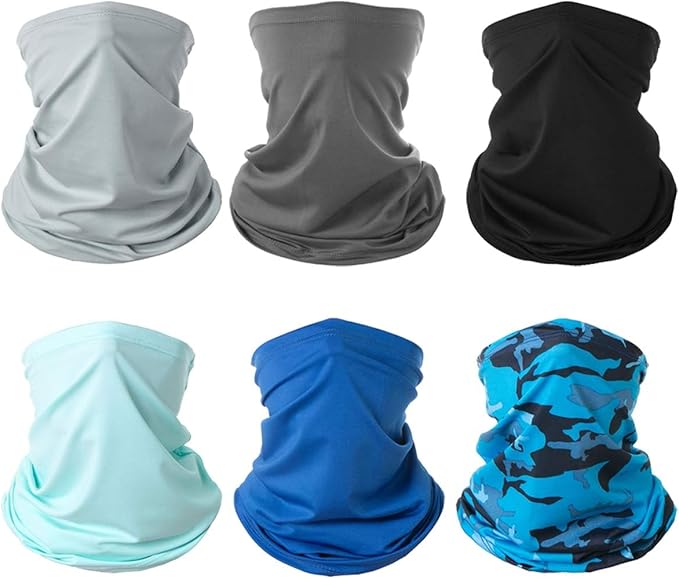 6 Pieces Summer Face Cover Scarf Mens Neck Gaiter For Men Women UV Protection Face Breathable Sun Protection Cycling Running