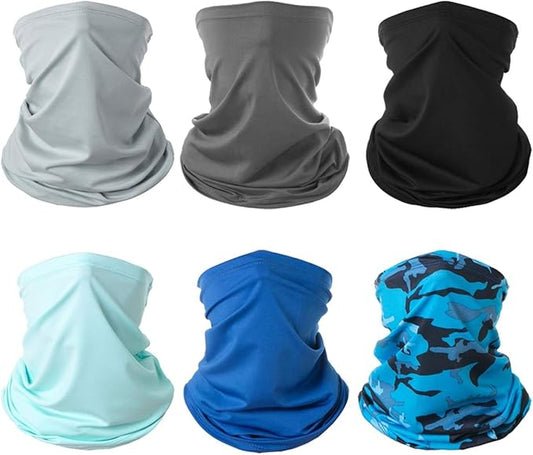 6 Pieces Summer Face Cover Scarf Mens Neck Gaiter For Men Women UV Protection Face Breathable Sun Protection Cycling Running