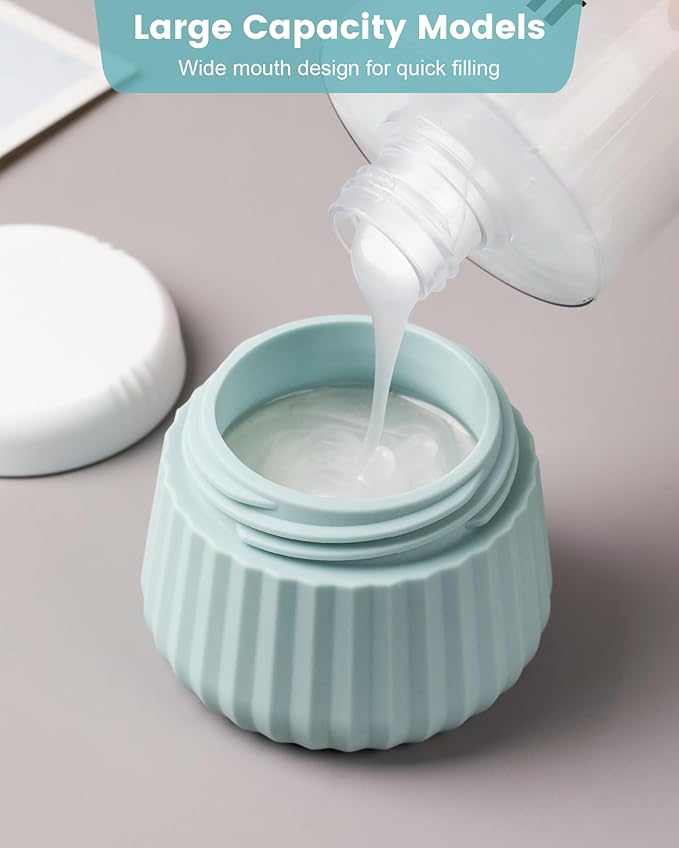 Mrsdry Travel Containers for Toiletries 4 Pack, TSA Approved Travel Size Toiletries, Travel Size Containers, With Clear Bag Leak Proof Silicone Jars, Travel Essentials Creams Jars Carrying Small Items