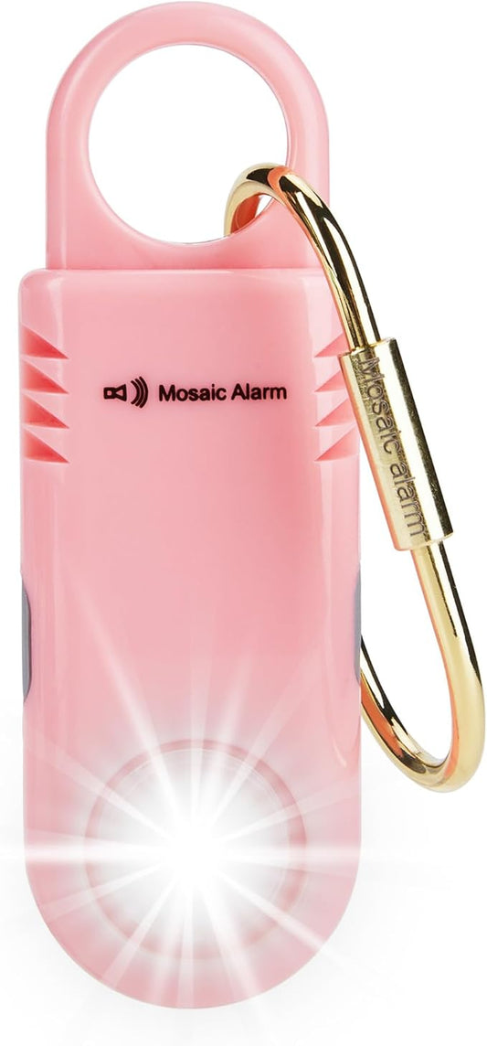 135dB Rechargeable Personal Safety Alarm Built-in Ultra-Bright Flashlight Non Slip Grip Keychain Emergency SOS Siren for Women, Students, Night Runner. Loud Sound Hiking Bear Alerts with Hook. Pink