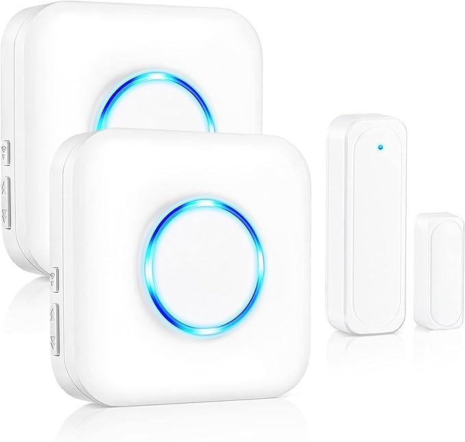Door Chime, Satisure Door Sensor Chime When Door Opens, Door Entry Alarm for Business/Home/Office/Store with 600 FT Range 58 Chimes 5 Volume Levels LED Indicator (2 Receivers & 1 Sensors)