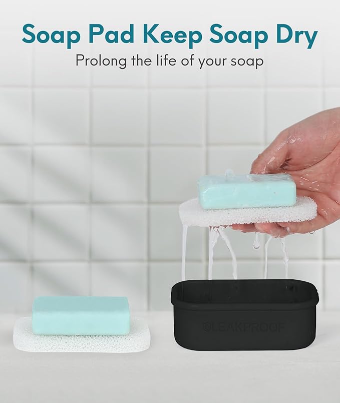 Quatish Large Leakproof Travel Soap Case, Solid Shampoo Bar Holder, Silicone Soap Box with Draining Layer, Enhanced Soap Container, Suitable for Camping, Gym, Bathroom, Outdoor Essentials, Grey