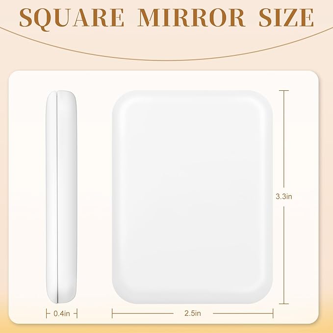 Kakuje Compact Mirror, 1X/3X Magnification LED Pocket Mirror with Nternal BIattery, Mini Mirror for Purse, Pocket,Travel and Present (White)