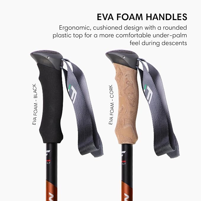 Fizan Compact 3 Trekking Poles – 5.6 oz Ultralight, Backpacking, Thru Hiking Poles, Adjustable, Collapsible, Customized Fit, EVA Grips, Aluminum Walking Sticks (Compact 3)
