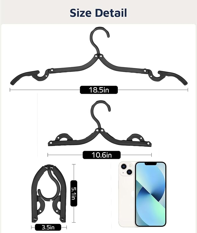 30 Pcs Travel Hangers, Cruise Ship Essentials Foldable Hangers Plastic Travel Essentials, Portable Cruises Must Haves 2026 for Skirt, Suitcase, RV Camping Airplane Europe Vacation Essential, Black