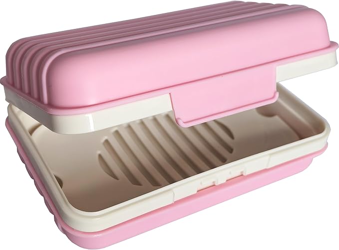 Travel Soap Dish Holder with Lid for Shower Travel Soap Case Draining Soap Box Container for Traveling, Camping, Hiking, Gym, Portable, Leakproof, Pink