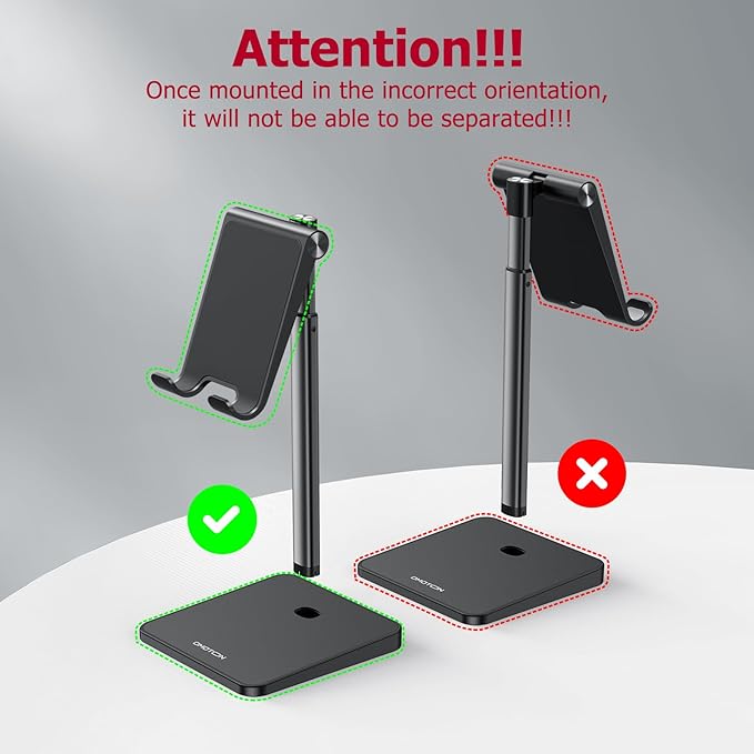 OMOTON Cell Phone Stand, Adjustable Angle Height Desk Phone Dock Holder for iPhone Air /17/17 Pro/XS Max/XR, Samsung Galaxy S20 / S10 / S9 / S8 and Other Phones (3.5-7.0-Inch), Black