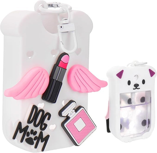 Mity rain Hand Sanitizer Spray Case Compatible With Touchland, Cute Silicone Hand Sanitizer Holder Keychain with 4 Charms, Portable Refillable Sanitizer Accessory, Gift for Women And Teens