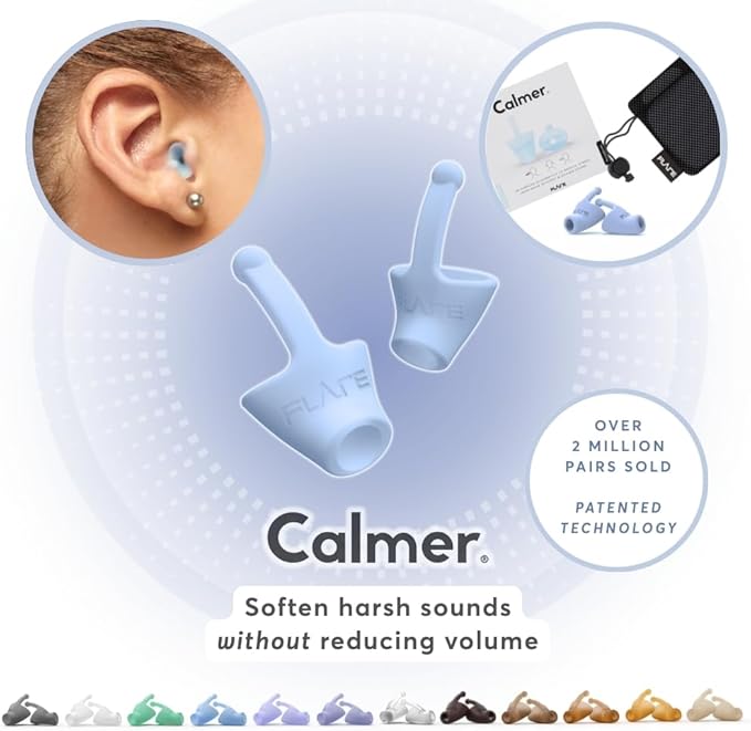 Flare Audio Calmer | Noise Reducing Ear Plugs Alternative | Silicone Reusable Ear Plugs for Noise Sensitivity, Focus and Travel | Ear Plugs for Noise Reduction (mini, Soft Blue)
