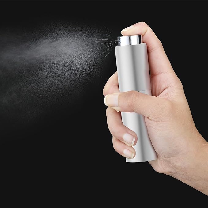 Cologne Travel Bottle 20ml - Large Size Perfume Atomizer Refillable for Men - Pocket Empty Fragrance Sprayer for Refill - 0.67oz Portable Twist Spray Sample Container for Purse Silver