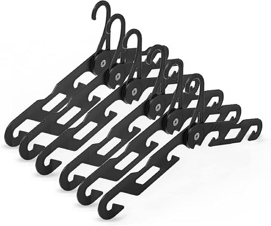 Premium Travel Hangers 6 Pack Portable Folding Clothes Hangers - Super Bearing Collapsible Hanger Foldable Clothes Drying Rack for Travel, Indoor and Outdoor Use (6 Pack Black)