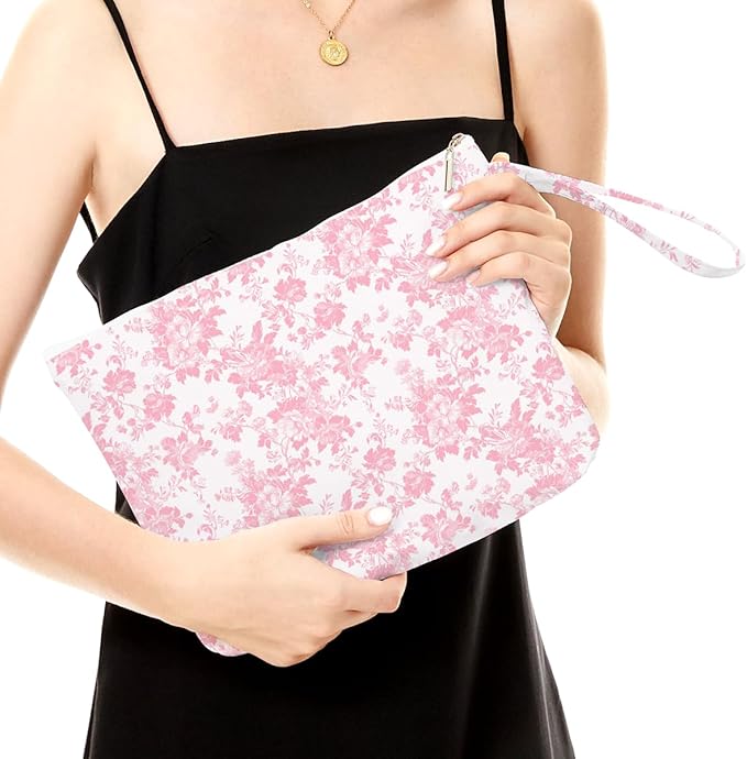 Fokongna Floral Print Wet Bag, Small Portable Waterproof Multi-Functional Organizer for Women, Soft Pink Ditsy Blossom,Ideal for Daily, Beach & Travel,