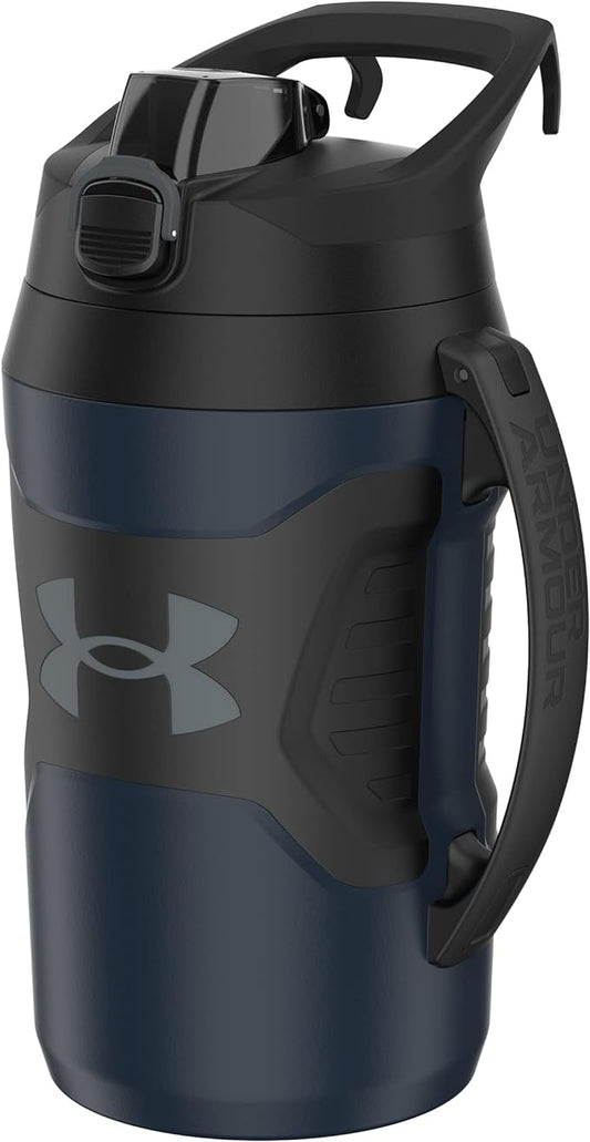 Under Armour Insulated Water Bottle with Handle & Fence Hook, Half Gallon Sports Water Jug, Leak-Resistant & BPA-Free for Baseball, Football & Gym - Academy/Black, 64oz