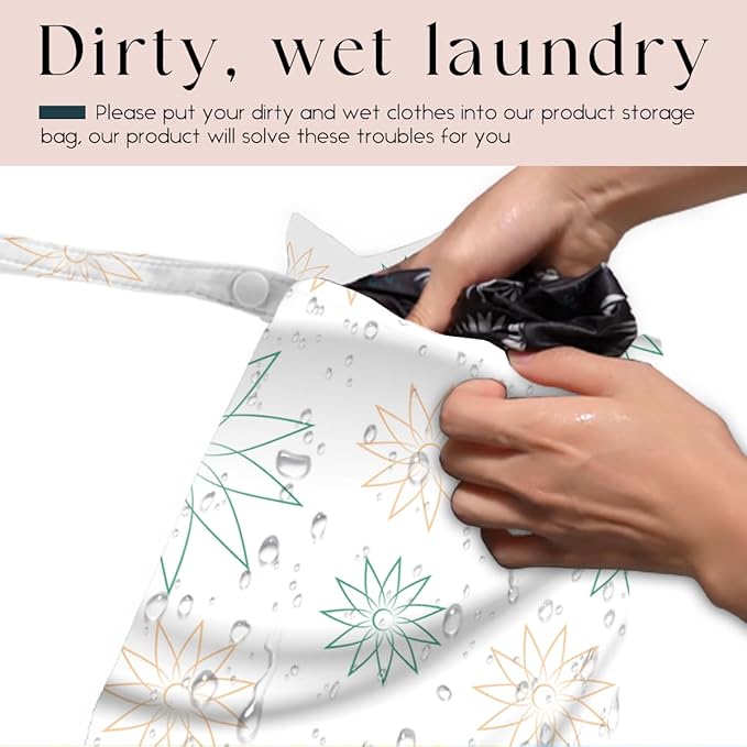 Wet Bag, Wet Dry Bag, Waterproof Swim Bags, Machine Washable Reusable Bags for Beach, Pool, Diapers, and Dirty Yoga Gym Clothes(Line Art Floral)