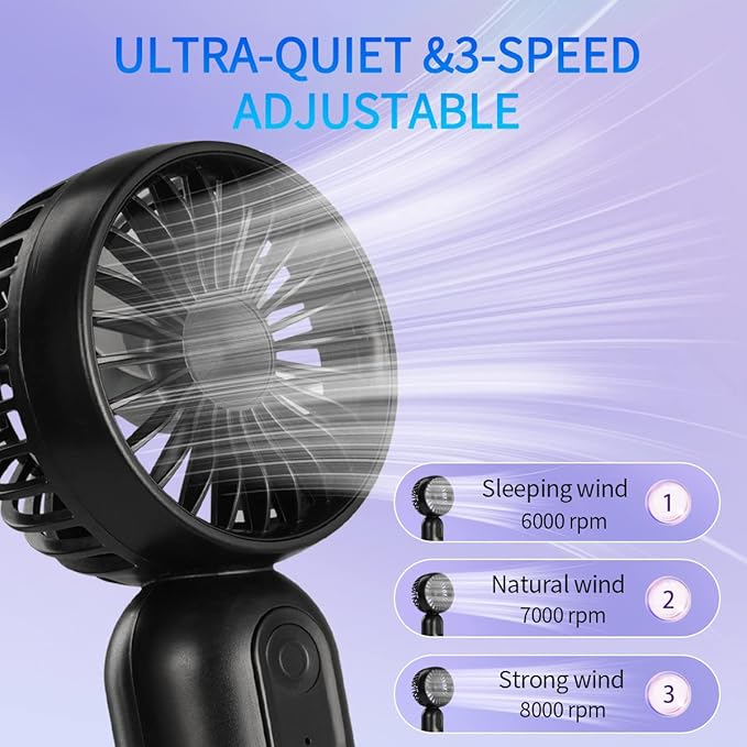 Mini Portable Fan 12 Pack, Cute Handheld Battery Operated Lightweight Small Personal Fans with 3 Speeds and USB Rechargeable Eyelash Fan for Stylish Girl Kids Women Men Office Outdoor Travel Camping