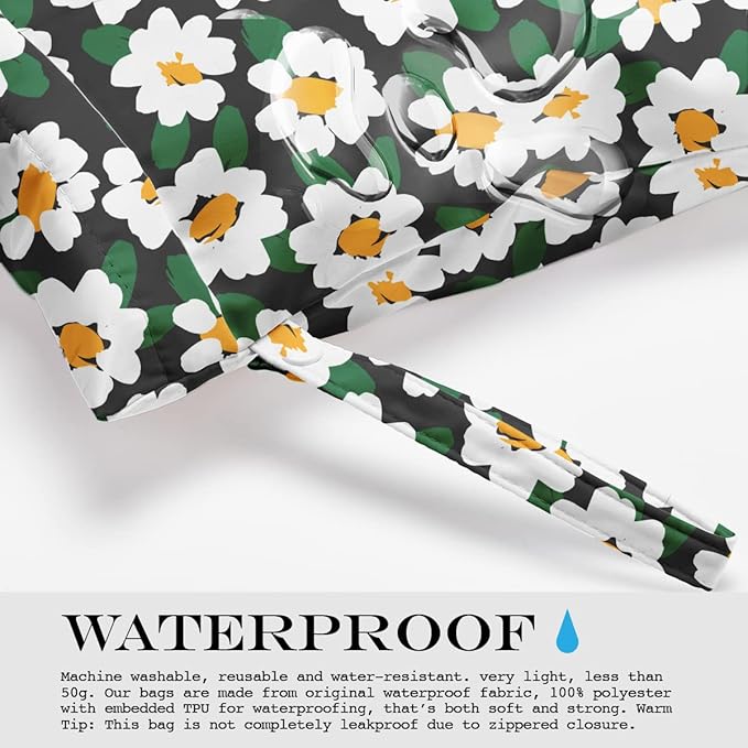 Wet Bag, Wet Dry Bag, Wet Bag for Swimsuit, Travel, Beach, Pool, Diapers, Dirty Yoga Gym Clothes, Toiletries, Makeup Bag, Waterproof Reusable Cute Daisy Floral Flower