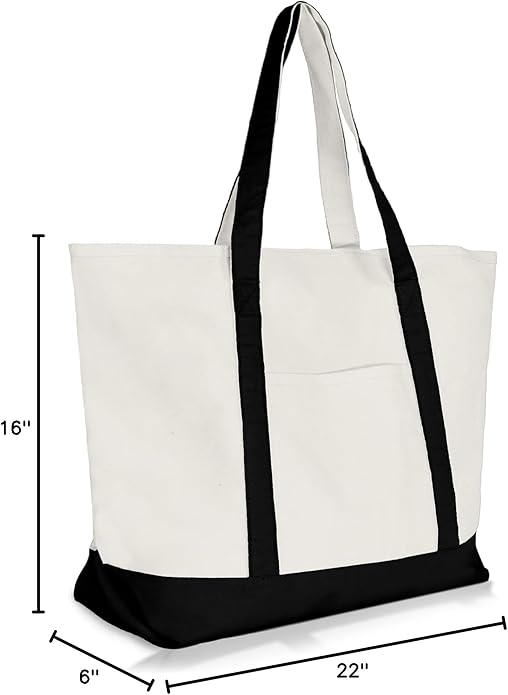 22" Heavy Duty Cotton Canvas Tote Bag (Zippered)