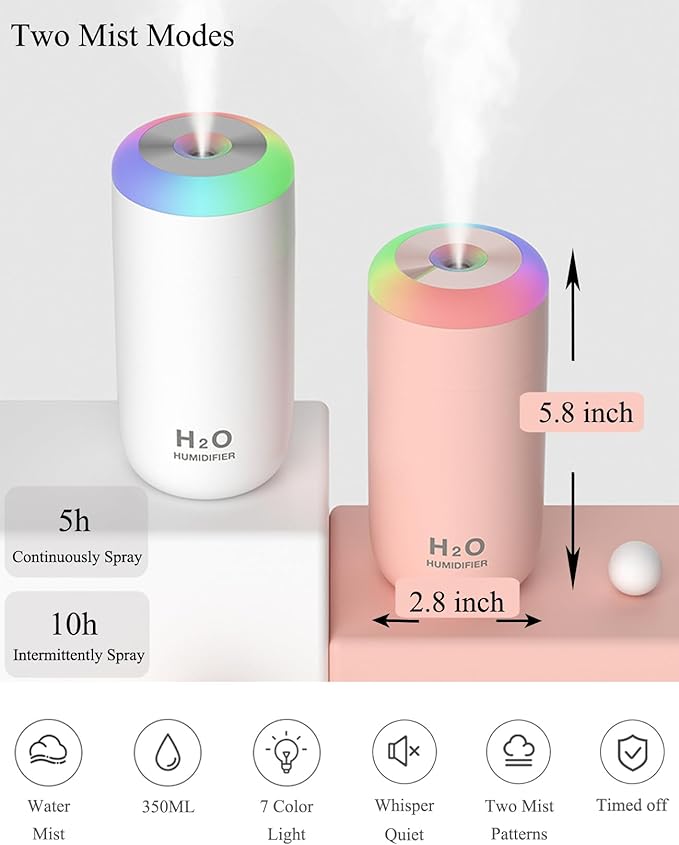 Plant Humidifier indoor, 350ml Humidifier for plant, desk, portable, travel (Cyan)