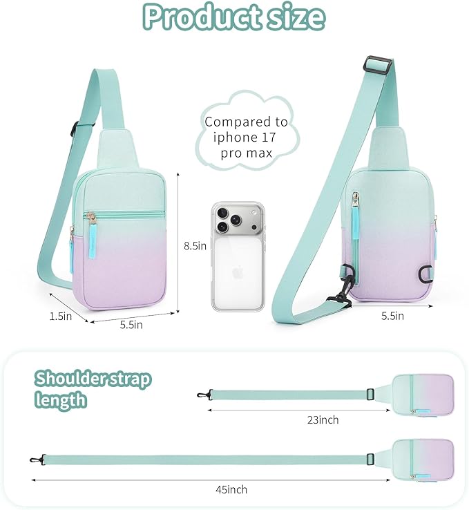 Birthday Gifts for 8 9 10 11 12 Year Old Teens Girls Kids, Fanny Pack Crossbody Bag Sling Belt Bags Purse, Dorm Travel Essentials for Girls Fashion, Preppy Tween Teen Girl Gift Trendy Stuff