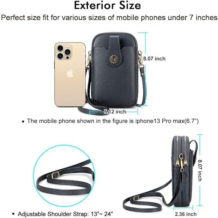 Peacocktion Small Crossbody Bags for Women, Leather RFID Cell Phone Purse, Trendy Travel Crossbody Purses with Zipper