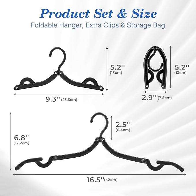 HOUSE DAY 10 Pack Travel Hangers, Cruise Essentials 2026, Black Portable Collapsible Clothes Hangers Space Saving, Lightweight Foldable Garment Organizer for Hotel, RV, Dorm, Camping